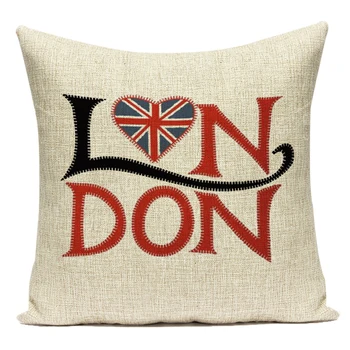 Bomuld Britiske London Style Brev Bus Crown Flag Sofa Pude Dække for Living Room Dekoration Capa De Almofadas