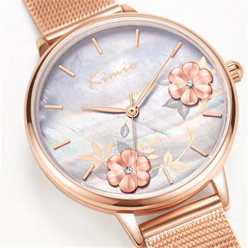 Nye fahsion kvinders armbåndsur vandtæt 3D flower mønster tendenser dameur personlighed kvinder ur