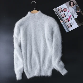 Ny ægte mink cashmere sweater kvinder mink cashmere trøjer med rullekrave krave gratis fragt JN465