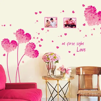 5 Farver Elsker Græs, Blade Wall Stickers Pink Grøn Blå Lilla Rød Kærlighed Hjerte Fotoramme Soveværelse Stue Wall Decor Decals