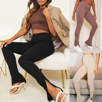 2021 Kvinders Mode Afslappet Sports Solid Farve med Høj Talje, Stramme Yo-ga Bukser med Høj Talje Hin Tynd Forbinding Lige Bukser