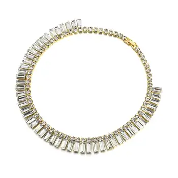 AENSOA Mode Guld Farve Skinnende Krystal Halskæde Kvindelige Luksus Kravebenet Kæde Choker Halskæde Krave Nye Design Smykker