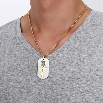 LETAPI Flytbare Ankh-symbol Halskæde Vedhæng Kirurgisk Stål Liv på Tværs af Egyptiske Mænd, Smykker, Guld-Farve Nøglen af Nilen
