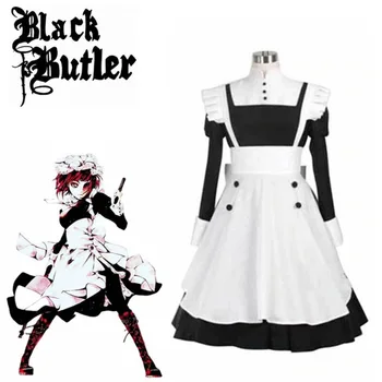 Japansk Animationsfilm Black Butler Dame Kuroshitsuji Mey Rin Lady Kostume Kvinder Cosplay Høj Kvalitet Kjole + Forklæde Til Halloween Party