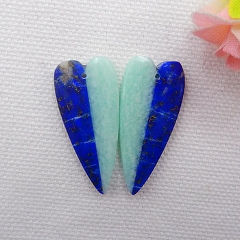 Naturlig Gemstone Amazonit sten,lapis lazuli gemstone perler Intarsia øreringe øreringe Sæt 30x14x5mm,6,2 g