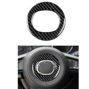Bilen Carbon Fiber Rattet Frame Cover Trim Logo Logo Klistermærke Lister Til Mazda CX-5 CX5 2017 2018 Ny