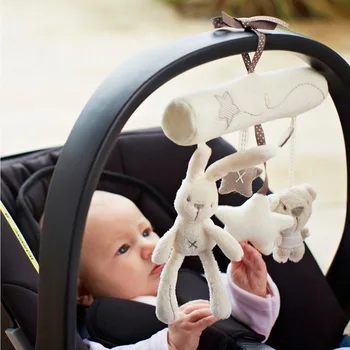 Kanin baby musik hængende bed sikkerhed sæde plys legetøj Hånd Bell Multifunktionelle Plys Legetøj Klapvogn Mobile Gaver