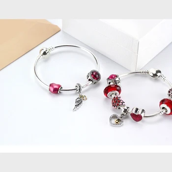 Heart Perler 925 Sterling Sølv Passer til Pandora Oprindelige Charme Armbånd Sølv 925 Pink Zircon Mode Smykker Valentine ' s Day Gave