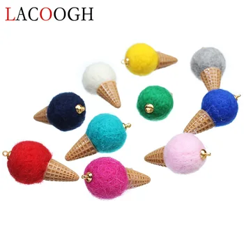 Lacoogh 10stk/lot 40*22mm Søde Ice Cream Bolden Hat Charms Passer til Øreringe Faux Cashmere Etniske Boho Vedhæng Til gør det selv Smykker at Gøre