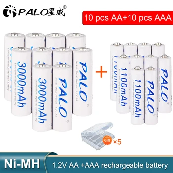 PALO 8stk 1,2 V 3000mAh AA Genopladelige Batteri, og 8stk AAA 1100mAh Genopladelige Batterier Til Legetøj Bil Led Lys