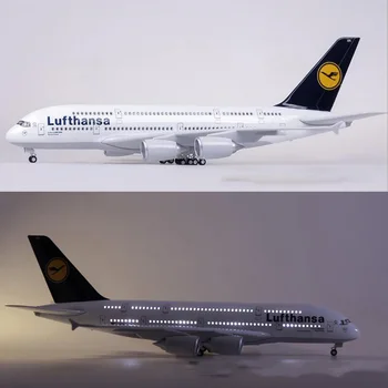 1/160 Skala 50.5 CM Fly 380 A380 Lufthansa Flyselskab Model W Lys og Hjul Støbt Plast Harpiks Plan For Indsamling