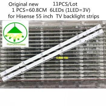 11 STK/Masse Originale nye TV LED Strip for Hisense LED55K20JD 55 tommer 6LED TV baggrundsbelysning strimler 608mm SVH550AB1 6LED REV0 131030