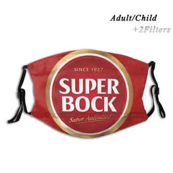 Super Bock Tilpassede Design For Børn, Voksne Maske Anti Dust Filter Print Vaskbar Ansigtsmaske Super Bock Portugal Øl Portugisisk