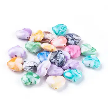 230pcs/500g Hjertet Blandet Farve Akryl Efterligning Gemstone Perler for DIY Armbånd Halskæde Smykker at Gøre Fittings 20x23x8~8.5 mm