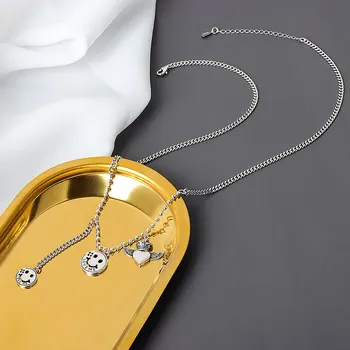 Vintage 925 Sterling Sølv Og Sort Engel Vinger Crown Heart Charm Halskæde Til Kvinder Kreative Vedhæng Elegante Jewelrydz167