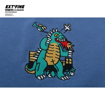 ExtFine Dinosaur Emboridary Mænd, Sweatshirts Kvinder Oversize Sweatshirts Og Hættetrøjer Japansk Harajuku Søde Piger