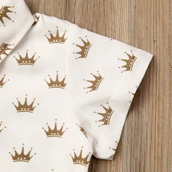 2019 Sommeren 2STK lille Barn Børn Baby Dreng Herre Crown Print T-Shirt Tops+Bukser Shorts Størrelse 2-6Y Outfits Sæt