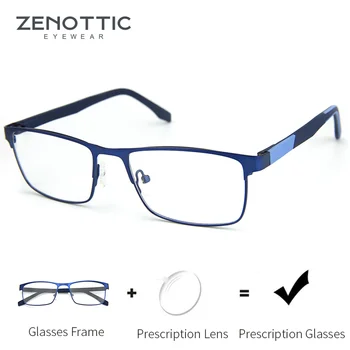 ZENOTTIC Legering Progressive Recept Briller til Mænd, Kvinder Square Nærsynethed Anti Blå Lys Fotokromisk Optiske Briller Ramme