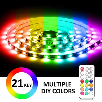 SMD5050 5M 10M RGB LED Strip Light Dreamcolor Farve Foranderligt Fleksibel 12V LED Lys Båndet 21keys Fjernbetjening til Soveværelse