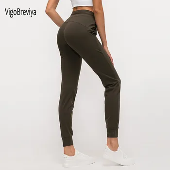 VigoBreviya Høj Talje Yoga Pants Med En Lomme Kvinder Casual Løs Bundet Fitness Sports Bukser Kvindelige Hurtig Tør Sportstøj