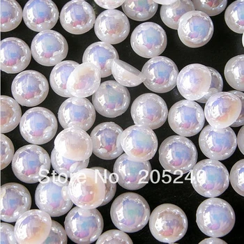 Smykker Materialer Til Udsmykning DIY 1000pcs 6mm Flad Bagside Halvdelen AB Farverige Perler
