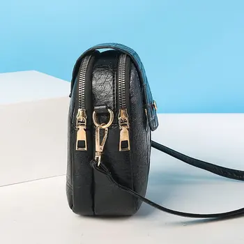 Blød vasket læder håndtasker 2020 ny luksus designer damer one-shoulder-messenger taske med 2-lags mini mønt pung, mobiltelefon taske