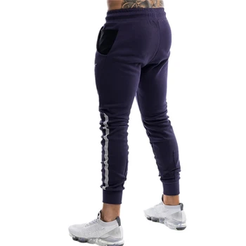 Herre Jogger Reflekterende stribe design Sweatpants Mand Fitnesscentre Workout Fitness Bomuld Bukser Mandlige Casual Mode Tynde Track-Pants