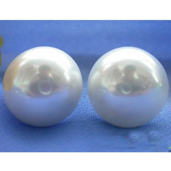 2018 Charmerende Perle Smykker 14mm Hvid Farve Shell Perle Øreringe af 925 Sølv Stud Øreringe Gratis Fragt