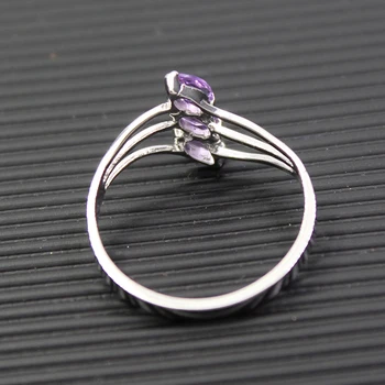 Naturlige ametyst sølv ring 3stk 2,5 mm *5 mm naturlig ametyst ædelsten ring massiv 925 sølv, ametyst smykker til kvinden