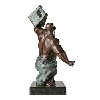 Stærk Mand Praktiserende Skulptur Bronze Muskuløse Mennesker Statue Kunst Hjem Gym Ornament