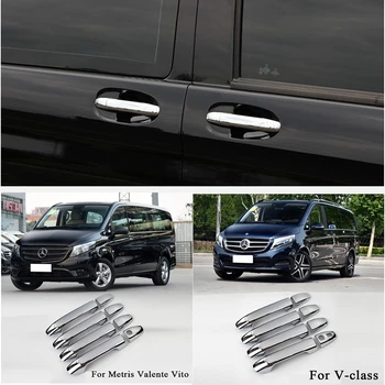UBLUEE Chrome Bil Side dørhåndtag Protector Dække Trimmer Til Mercedes Benz Vito Metris Valente V-Klasse-2018 W447 Tilbehør.