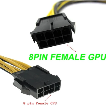6STK GPU VGA-PCIe-8 Pin hun Til Dual 2X 8-Pin-koden (6+2) Mandlige PCI Express Power Adapter Y-Splitter-Extension Kabel-9-tommer, (23cm)