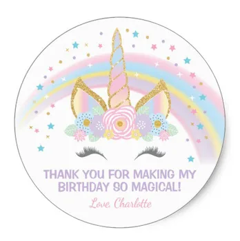 100 Stykker, Personlig Rainbow Unicorn Fødselsdag Part Favoriserer Behandle Taske Klistermærker, Unicorn Part, Unicorn Pels Fordel Klistermærker