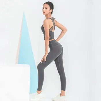 Sport-Sæt Kvinder Trænings-Og Træningsdragter Fitness Tøj 2 Stykker Yoga Passer Til Quick-Dry Sportstøj Sexet Stødsikkert Bh Push-Up Leggings