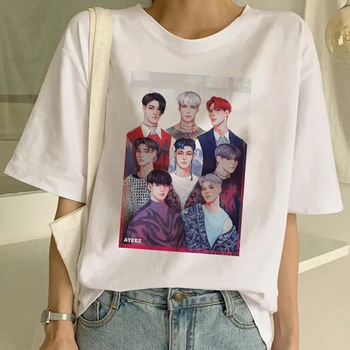 ATEEZ Kpop Mandlige Gruppe Vintage Harajuku koreansk Stil T-Shirt Æstetisk Tøj Sommeren Kvinder kortærmet Kawaii E Gothic Girl Top