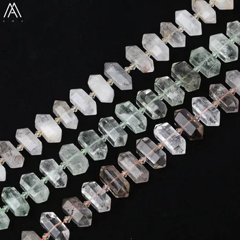 Naturlig Grøn Phantom Kvarts Midten Boret Dobbelt Point Løse Perler For DIY Armbånd Halskæde Smykker at Gøre SY-681AMFE