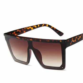 Klassisk Squear Mænd Solbriller Kvinder Siamesiske Leopard Overdimensioneret Ramme Sol Briller Mode Gradient Briller Valgfri Flerfarvet