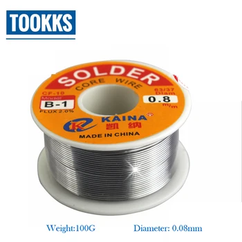 2stk/Masse KAINA 63/37 0,8 mm 100g Lodde Tin Svejsning Jern Wire Harpiks Core Flux Reel Sodering Tilbehør