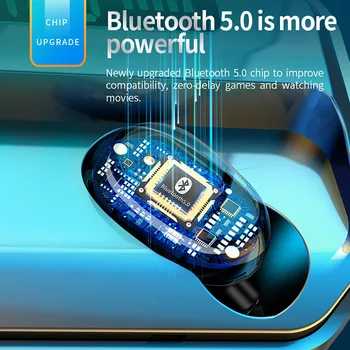 Trådløse Hovedtelefoner LED-Display, Bluetooth 5.0 Høretelefoner, Earbuds TWS Touch Control Sport Headset Noise Cancel for iPhone Xiaomi