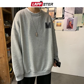 LAPPSTER Mænd Overdimensionerede Streetwear Hættetrøjer 2020 Pullover Efteråret Herre Harajuku koreanske M Udskriv Sweatshirts Solid Kvinder Tøj