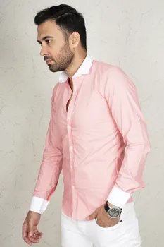 DeepSEA Pink Casual Bred Skimmel Mandlige Shirt I 100 Bomuld Stribe Mønster Med Lange Ærmer Casual Business Fire Sæsoner Casual Tøj 2004175