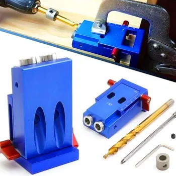 Aluminium Mini-Lomme Style Hul Jig Kit System for Træbearbejdning Skruetrækker Bit med Lomme Stik Skruer, Træ Hul Locator Værktøj
