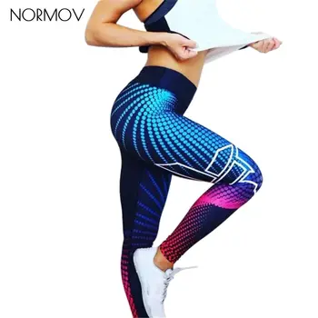 NORMOV 2019 Kvinder Nye Mode Leggings Digital Print Farve Polyester Legins Ray Fluorescens Tynde Leggings Trænings-og Feminina