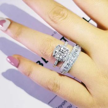 Trendy Mode Design Oprindelige 925 Sølv bryllup, Engagement Ring Sæt til Kvinder partier, ikke mindst for part gaver Smykker R4955