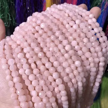 Natursten Pink Morganite Beaded Fladtrykt form Facetteret Løs Spacer Perler Til Smykker at Gøre DIY-Halskæde og Armbånd Tilbehør