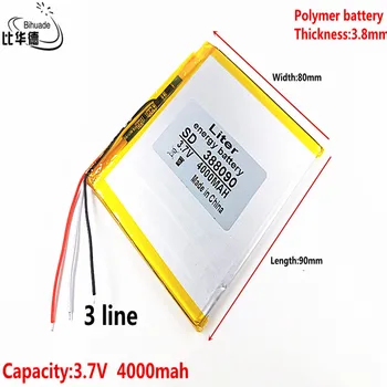 3 line 388090 3,7 V 4000 mah Lithium polymer Batteri med Beskyttelse af yrelsen For 7 tommer 8 tommer 9inch Tablet-PC ' en Ainol Aurora