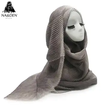 1PC Kvinder tørklæde Solid viscose gradient plisserede plisseret guld tråd tørklæder, som muslimske hijab mode wrap bandanat Hurtig levering