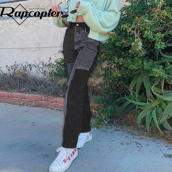 Rapcopter Patchwork Vinatge Jeans Y2K Lommer Denim Bukser Kvinder, Mødre Streetwear Joggere Mode Korean Style Jeans Nye Trendy 90'ERNE