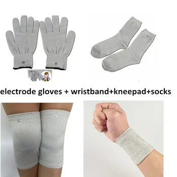 5 I 1 TITUSINDER Elektrode Ledende Handsker, Sokker, Armbånd Elbowpad Knæpude 2,5 mm Snap Førende Kabel til Elektro-Terapi Massageapparat