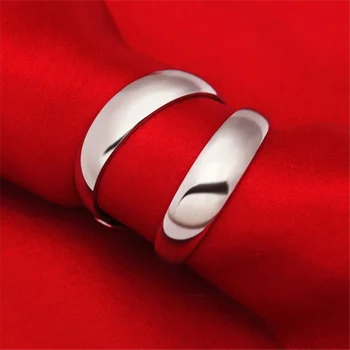 WANTME Hot Virkelige 925 Sterling Sølv Minimalistisk Justerbar Blank Par Ring for Kvinder, Mænd, Fest, Bryllup Tilbehør Gave